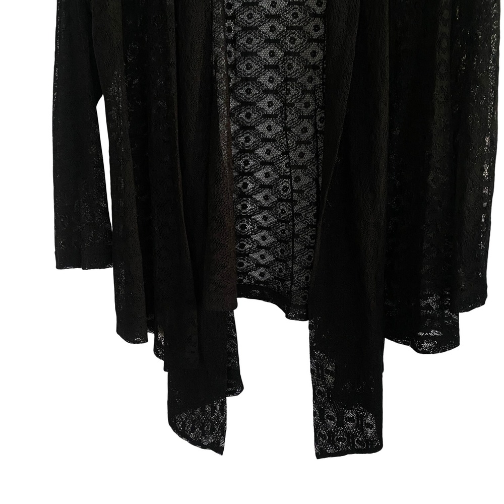 Cable Gauge Woman 1X Black Lace Duster Cardigan‎ Open Front Grandmacore Grunge - Picture 4 of 5